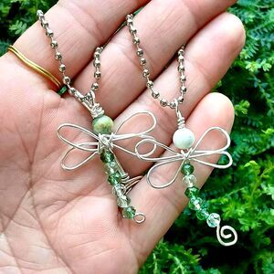 Dragonfly Beaded Keychain Bag Charm, Tree Agate Gemstone Accessories
